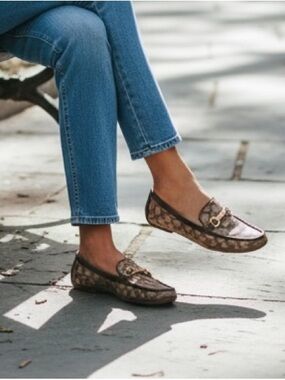 Coach Signature C Monogram Brown Loafer Flats